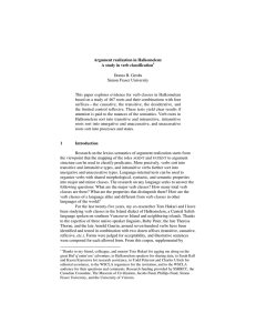 Argument realization in Halkomelem: A study in verb classification Donna B. Gerdts