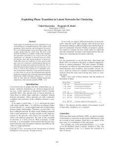 Exploiting Phase Transition in Latent Networks for Clustering Vahed Qazvinian