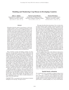 Modeling and Monitoring Crop Disease in Developing Countries John A. Quinn