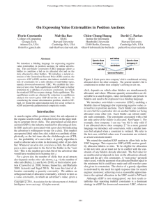 On Expressing Value Externalities in Position Auctions Florin Constantin Malvika Rao Chien-Chung Huang