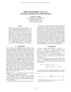 Differential Eligibility Vectors for Advantage Updating and Gradient Methods Francisco S. Melo