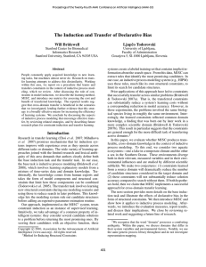 The Induction and Transfer of Declarative Bias Will Bridewell Ljupˇco Todorovski
