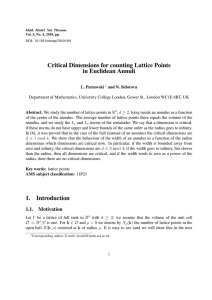 Critical Dimensions for counting Lattice Points in Euclidean Annuli