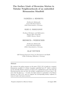 The Surface Limit of Brownian Motion in Riemannian Manifold NADEZDA A. SIDOROVA
