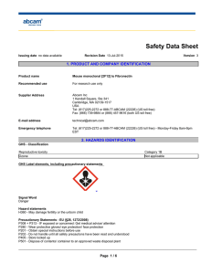 Safety Data Sheet 1. PRODUCT AND COMPANY IDENTIFICATION