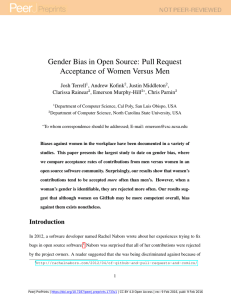 Gender Bias in Open Source: Pull Request Josh Terrell , Andrew Kofink