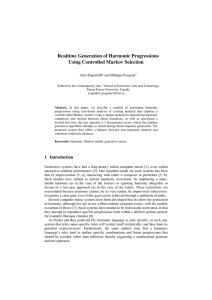 Realtime Generation of Harmonic Progressions Using Controlled Markov Selection Arne Eigenfeldt