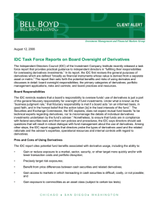 IDC Task Force Reports on Board Oversight of Derivatives