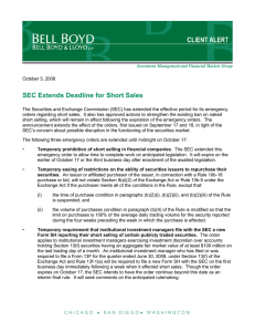SEC Extends Deadline for Short Sales
