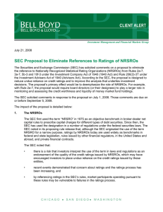 SEC Proposal to Eliminate References to Ratings of NRSROs