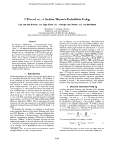 DTP L : A Decision-Theoretic Probabilistic Prolog ROB