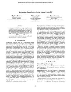 Knowledge Compilation in the Modal Logic S5 Meghyn Bienvenu H´el`ene Fargier