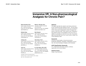 Immersive VR: A Non-pharmacological Analgesic for Chronic Pain? Abstract