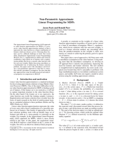 Non-Parametric Approximate Linear Programming for MDPs Jason Pazis and Ronald Parr
