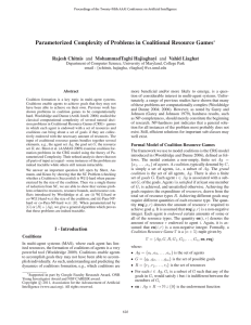 Parameterized Complexity of Problems in Coalitional Resource Games