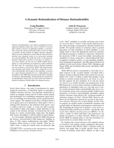 A Dynamic Rationalization of Distance Rationalizability Craig Boutilier Ariel D. Procaccia