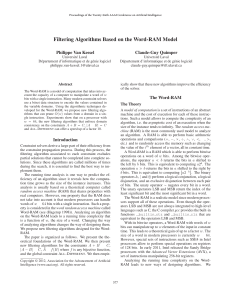 Filtering Algorithms Based on the Word-RAM Model Philippe Van Kessel Claude-Guy Quimper