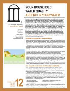 YOUR HOUSEHOLD WATER QUALITY: ARSENIC IN YOUR WATER