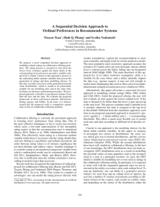 A Sequential Decision Approach to Ordinal Preferences in Recommender Systems Truyen Tran