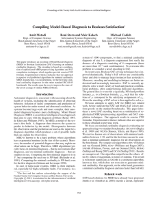 Compiling Model-Based Diagnosis to Boolean Satisfaction Amit Metodi Michael Codish