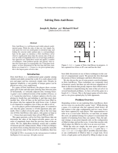 Solving Dots-And-Boxes Joseph K. Barker and Richard E Korf  Abstract