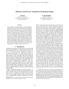 Efﬁciency and Privacy Tradeoffs in Mechanism Design Xin Sui Craig Boutilier