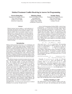 Medical Treatment Conﬂict Resolving in Answer Set Programming Forrest Sheng Bao