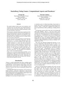 Stackelberg Voting Games: Computational Aspects and Paradoxes Lirong Xia Vincent Conitzer