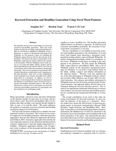 Keyword Extraction and Headline Generation Using Novel Word Features Songhua Xu