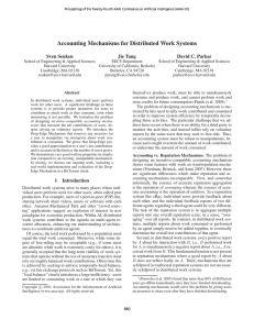 Accounting Mechanisms for Distributed Work Systems Sven Seuken Jie Tang David C. Parkes