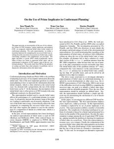 On the Use of Prime Implicates in Conformant Planning Enrico Pontelli