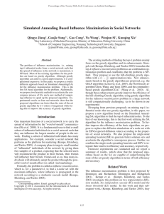 Simulated Annealing Based Inﬂuence Maximization in Social Networks Qingye Jiang