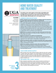 HOmE wATEr qUAlITy ANd TrEATmENT