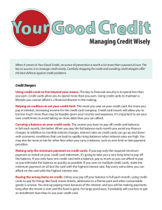 Managing Credit Wisely