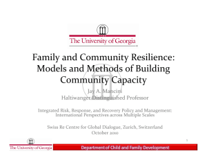 Family and Community Resilience:  Models and Methods of Building  Community Capacity