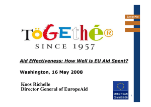 Koos Richelle Director General of EuropeAid Washington, 16 May 2008