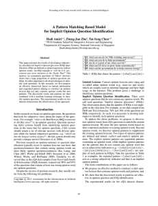 A Pattern Matching Based Model for Implicit Opinion Question Identification Hadi Amiri