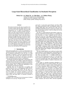 Large-Scale Hierarchical Classification via Stochastic Perceptron Zhihua Zhang and