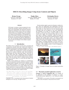 DISCO: Describing Images Using Scene Contexts and Objects Ifeoma Nwogu Yingbo Zhou