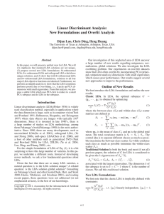 Linear Discriminant Analysis: New Formulations and Overﬁt Analysis