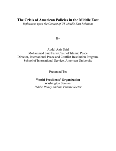 The Crisis of American Policies in the Middle East