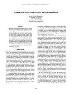 Preemptive Strategies for Overcoming the Forgetting of Goals and Justin Li John Laird