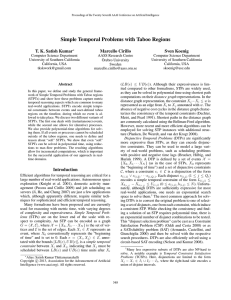 Simple Temporal Problems with Taboo Regions T. K. Satish Kumar Marcello Cirillo