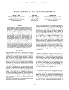 Testable Implications of Linear Structural Equation Models Bryant Chen Jin Tian Judea Pearl