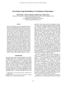 Knowledge Graph Embedding by Translating on Hyperplanes Zhen Wang , Jianwen Zhang