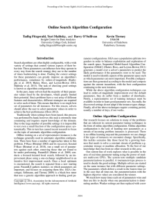 Online Search Algorithm Configuration Tadhg Fitzgerald, Yuri Malitsky, and Barry O’Sullivan