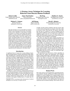 A Strategy-Aware Technique for Learning Behaviors from Discrete Human Feedback Robert Loftin