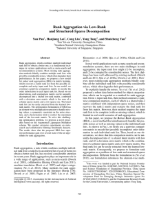 Rank Aggregation via Low-Rank and Structured-Sparse Decomposition Yan Pan , Hanjiang Lai