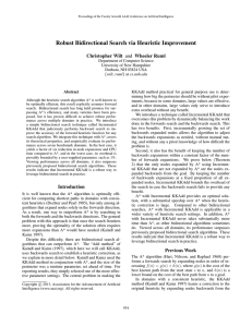 Robust Bidirectional Search via Heuristic Improvement Christopher Wilt and Wheeler Ruml