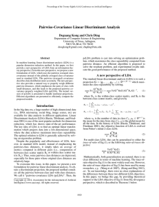 Pairwise-Covariance Linear Discriminant Analysis Deguang Kong and Chris Ding